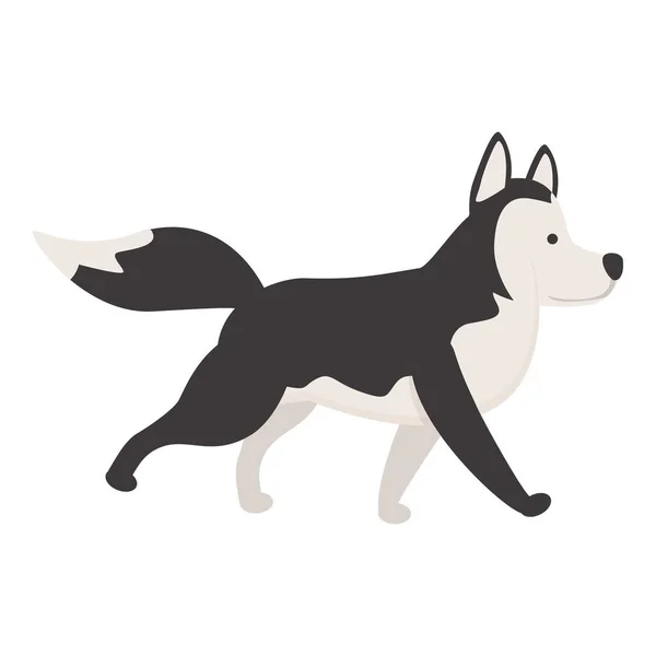 Chodzenie Husky Wektor Ikony Kreskówki Syberyjski Pies Słodkie Zwierzę — Wektor stockowy