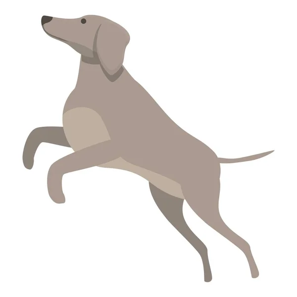 Grappige Grijze Hond Pictogram Cartoon Vector Dierenhond Sprint Race — Stockvector