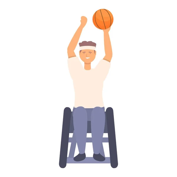 Gehandicapte Basketbal Sport Icoon Cartoon Vector Rolstoel Lichamelijk Trainingsatleet — Stockvector