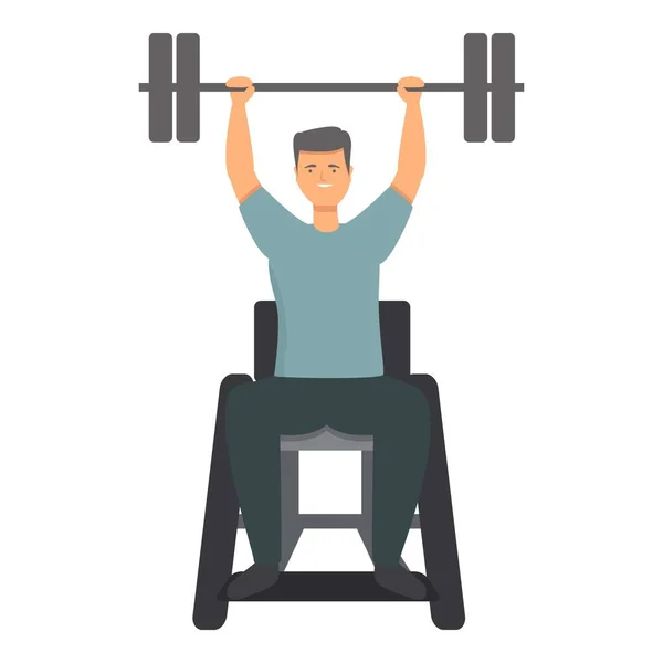 Disabled Barbell Sport Icon Cartoon Vector Physical Exercise Person Disable — Stock Vector