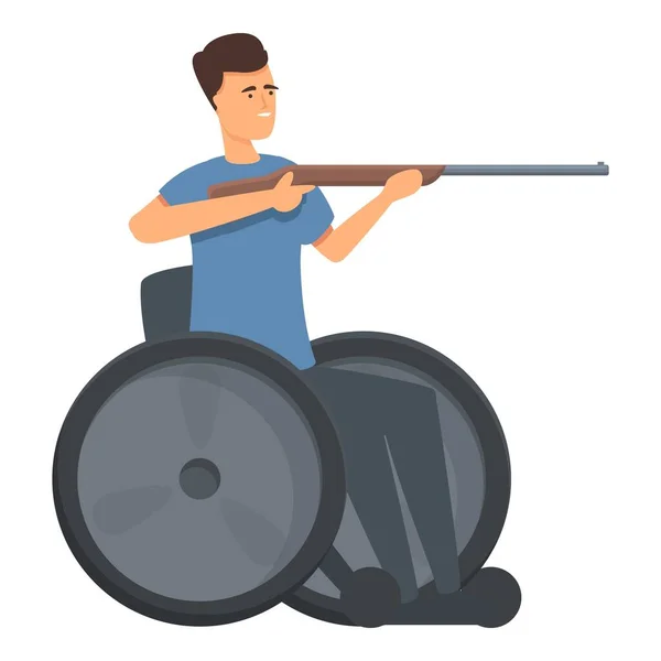 Disable Wheelchair Shooting Icon Cartoon Vector Sport Exercise Person Disabled — Stock Vector