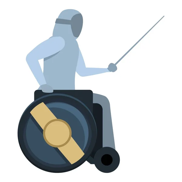 Wheelchair Fencing Icon Cartoon Vector Sport Exercise Person Player — Stock Vector