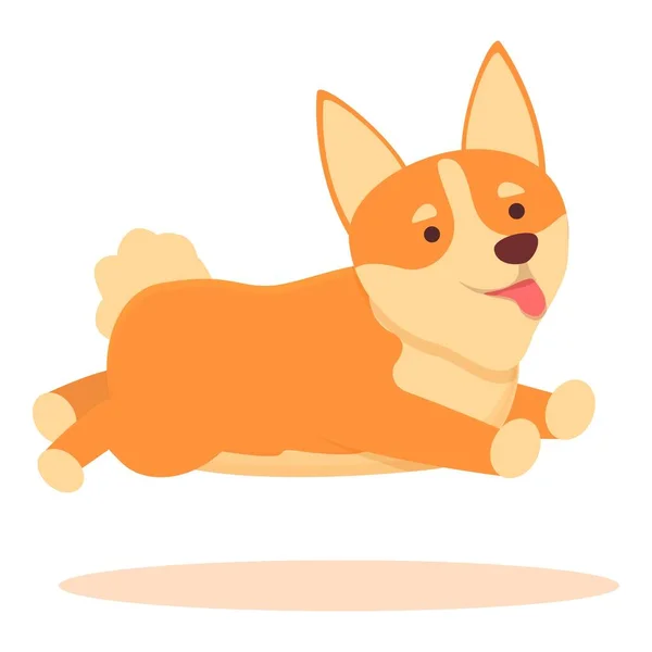 Saut Corgi Icône Dessin Animé Vecteur Joli Chien Race Canine — Image vectorielle