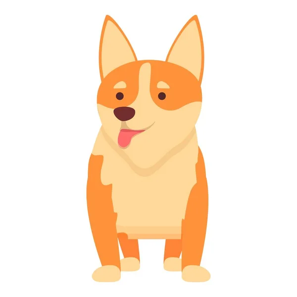 Pequeno Ícone Cão Vetor Desenhos Animados Corgi Giro Canino Real — Vetor de Stock