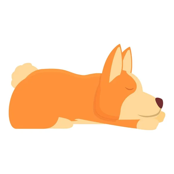 Dormir Corgi Icône Dessin Animé Vecteur Canine Royale Joyeux Plaisir — Image vectorielle