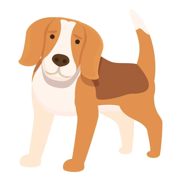 Söt Beagle Ikon Tecknad Vektor Hunddjur Hundstativ — Stock vektor