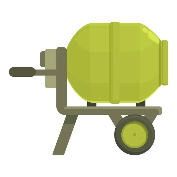 Green Mixer Icon Cartoon Vector Cement Machine Work Tool — Stock Vector