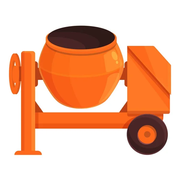 オレンジセメントミキサーアイコン漫画ベクトル コンクリート機械だ 工作道具 — ストックベクタ