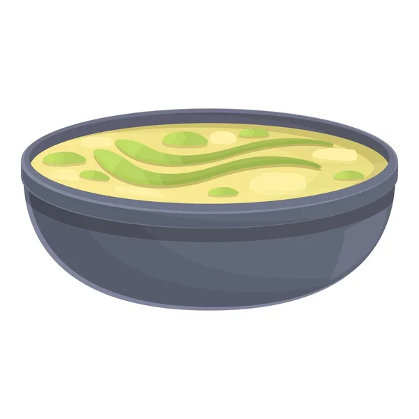 Soupe Haricots Icône Dessin Animé Vecteur Plat Manger Repas Coréen — Image vectorielle