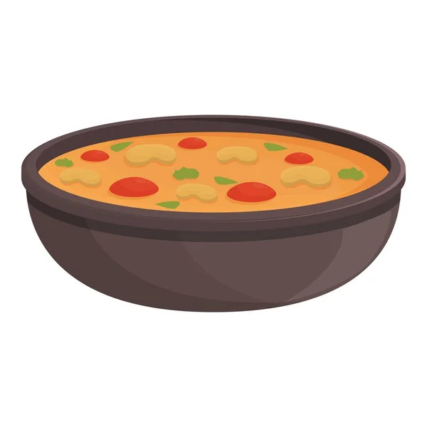 Comer Sopa Ícone Cartoon Vetor Comida Prato Refeição Coreana — Vetor de Stock