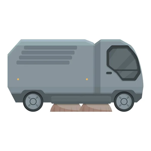 Brosse Balayeuse Icône Dessin Animé Vecteur Camion Routier Balai Propre — Image vectorielle