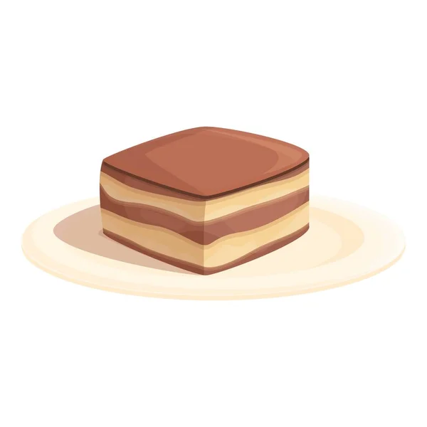 Teller Tiramisu Symbol Cartoon Vektor Kuchenessen Kaffeekäse — Stockvektor