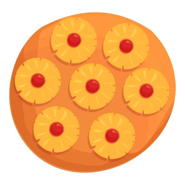 Wüste Auf Dem Kopf Kuchen Symbol Cartoon Vektor Ananas Kochen — Stockvektor