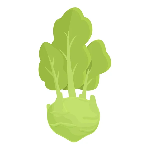 Çiftlik Kohlrabi Ikon Karikatür Vektörü Sağlıklı Yiyecekler Organik Bahçe — Stok Vektör