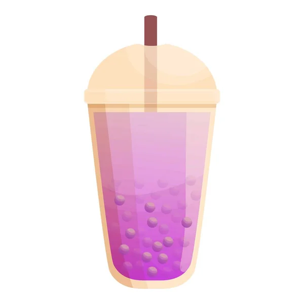 Violet Bubble Tea Icon Cartoon Vector Drink Pearl Asian Ice — Stock Vector