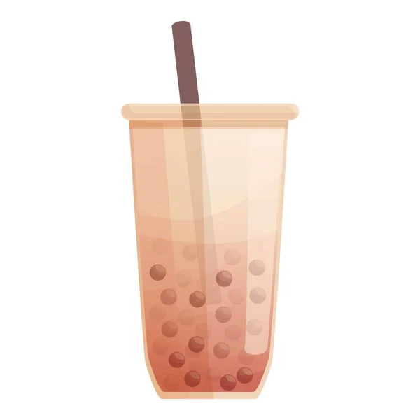 Bubble Tea Cup Icon Cartoon Vector Drink Milk Asian Ice — Stock Vector