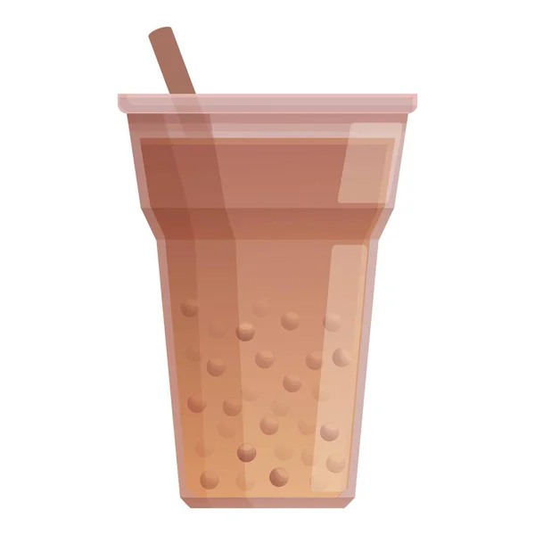 Cocoa Bubble Tea Icon Cartoon Vector Milk Drink Cute Glass — Stock Vector