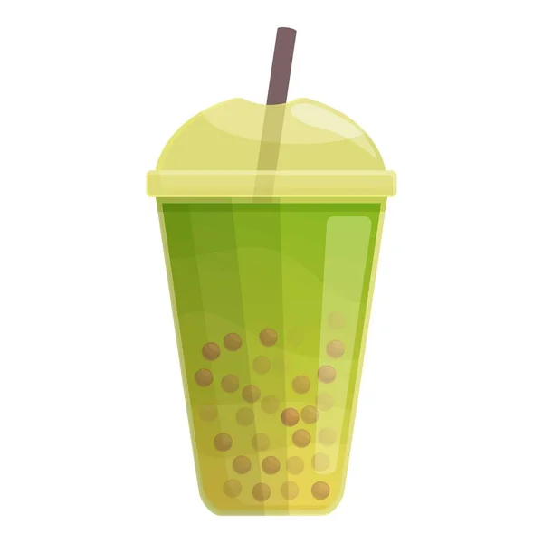 Kiwi Bubble Tea Icon Cartoon Vector Drink Cup Asian Ice — Stock Vector