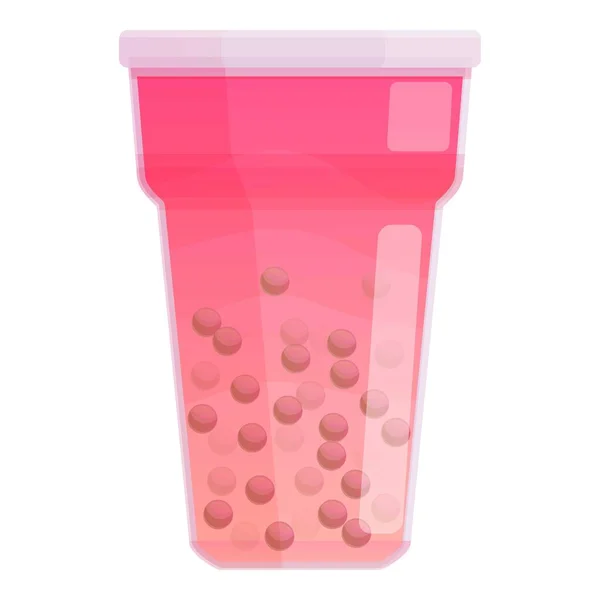 Рожевий Бульбашковий Чай Значок Мультфільму Вектор Випий Чашку Симпатичне Скло — стоковий вектор