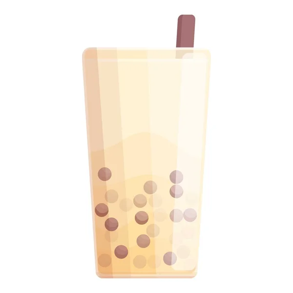 Milk Bubble Tea Icon Cartoon Vector Drink Cup Ice Boba — Stock Vector