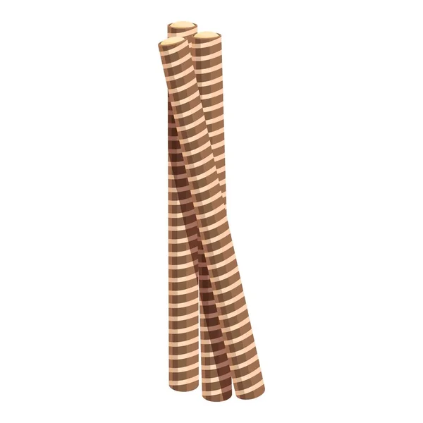 Wafer Stick Icône Dessin Animé Vecteur Biscuit Roulé Crème Douce — Image vectorielle