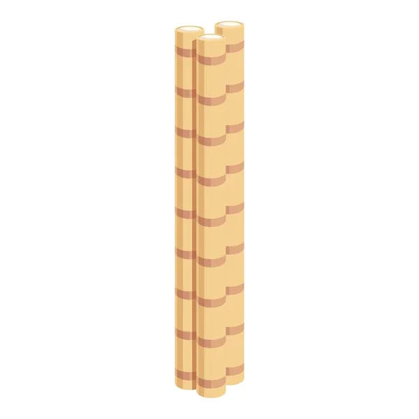 Straw Wafer Rolls Icon Cartoon Vector Stick Roll Cookie Cream — Stock Vector