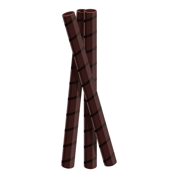 Wafer Hitam Menggulung Vektor Kartun Stick Roll Kue Jerami - Stok Vektor