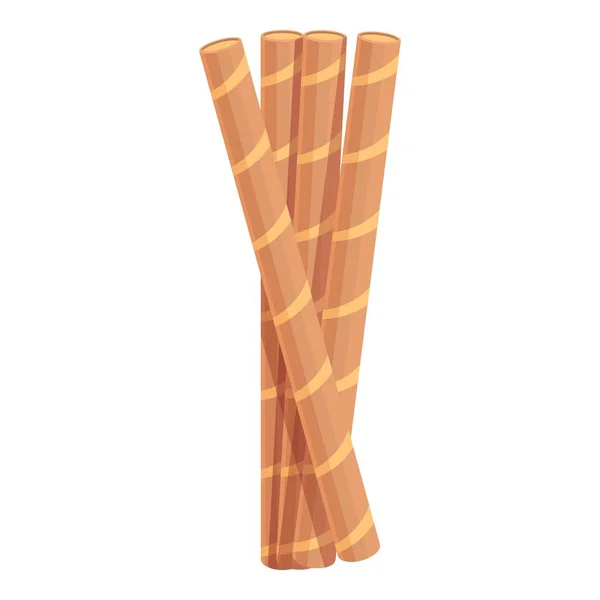 Brown Wafer Rolls Icon Cartoon Vector Stick Roll Straw Cookie — Stock Vector