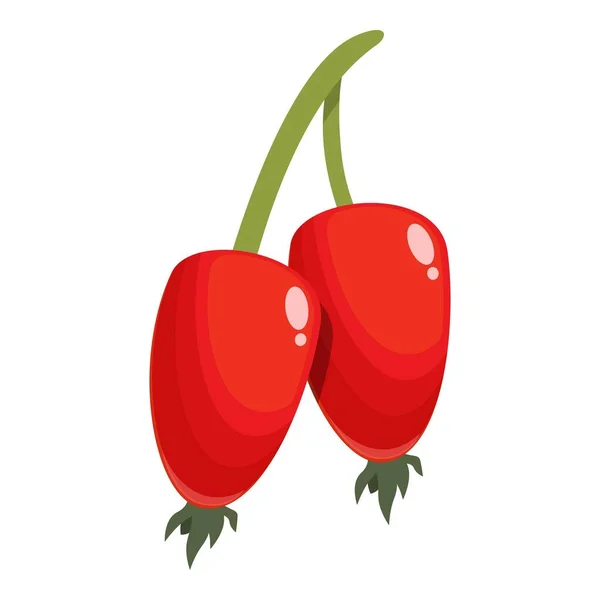 植物のローズヒップアイコン漫画ベクトル 森の食べ物 ビタミン熟した — ストックベクタ