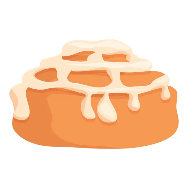 スティッキーシナモンロールパンアイコン漫画ベクトル 食品のペストリー ケーキメニュー — ストックベクタ