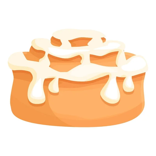 健康的なシナモンロールパンアイコン漫画ベクトル ペストリーフード 甘いパン屋 — ストックベクタ