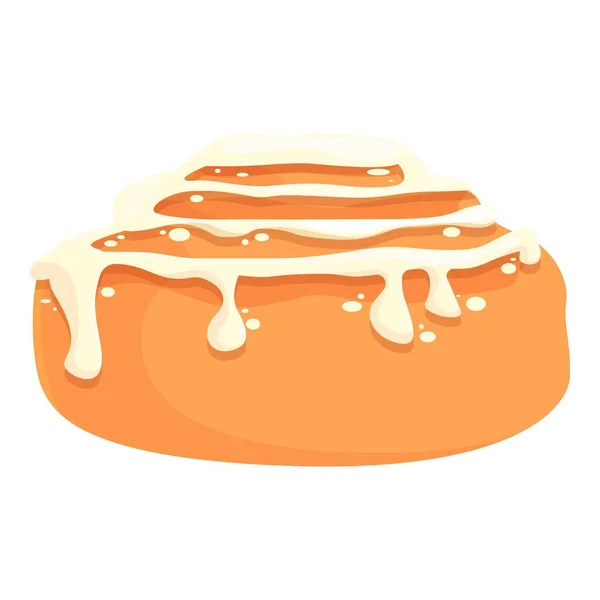 牛奶肉桂卷面包图标卡通矢量 旋转糕点 食品粘性 — 图库矢量图片