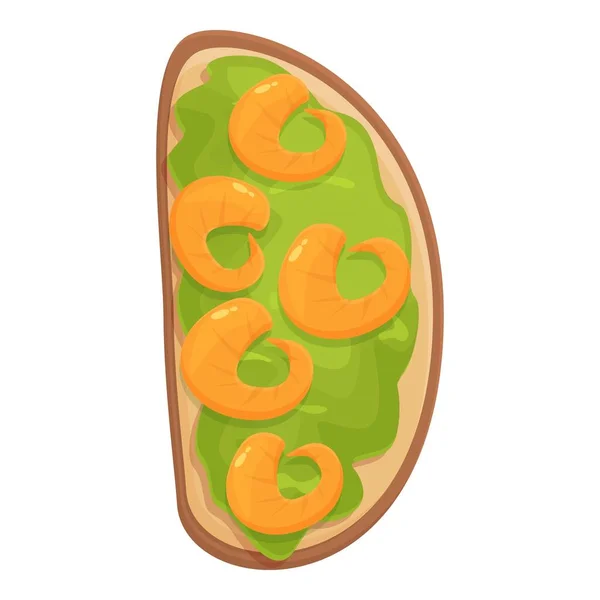 Tosta Abacate Camarão Ícone Cartoon Vector Fatia Pão Ovo Verde — Vetor de Stock