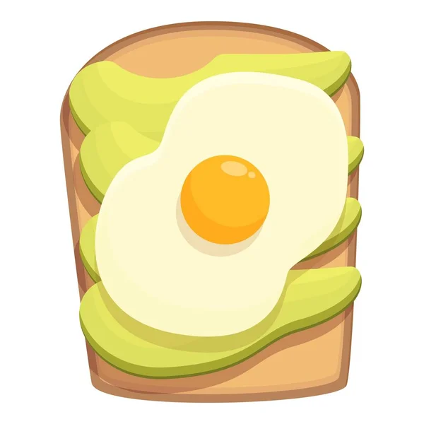 Kızarmış Yumurta Avokado Tostu Karikatür Vektörü Ekmek Dilimi Tüm Yemek — Stok Vektör
