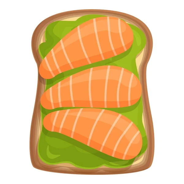 赤魚アボカドトーストのアイコン漫画のベクトル パンのスライス 鮭の駒 — ストックベクタ