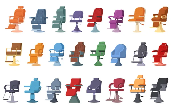 理发师椅子图标设置卡通矢量 理发沙龙 内陆座位 — 图库矢量图片