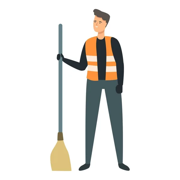 Man Street Cleaner Icon Cartoon Vector Popelář Výpis Koše — Stockový vektor