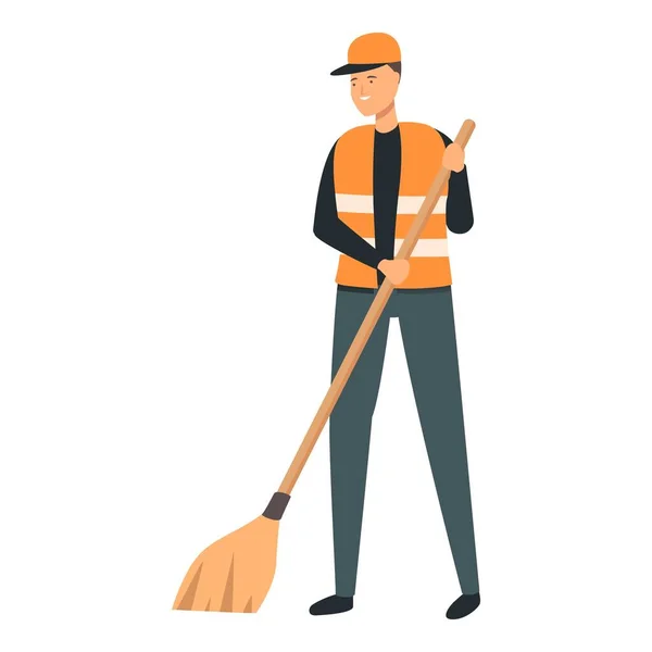 Broom Street Cleaner Icon Cartoon Vector Popeláři Koš Pracovníka — Stockový vektor