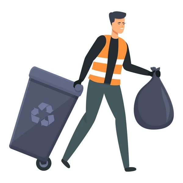 Garbage Collector Icon Cartoon Vector Street Trash Winter Dustmen — Stock Vector