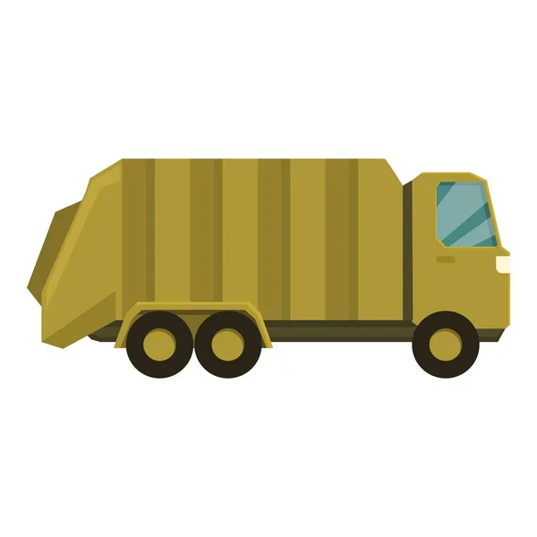 Garbage Truck Icon Cartoon Vector Street Man Cleaner City Job — Stock Vector