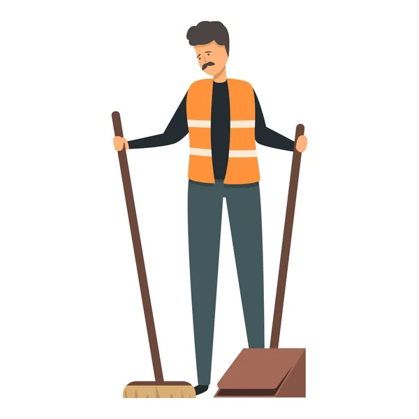 Waste Cleaner Ikona Karikatura Vektor Pouliční Odpad Dělník — Stockový vektor