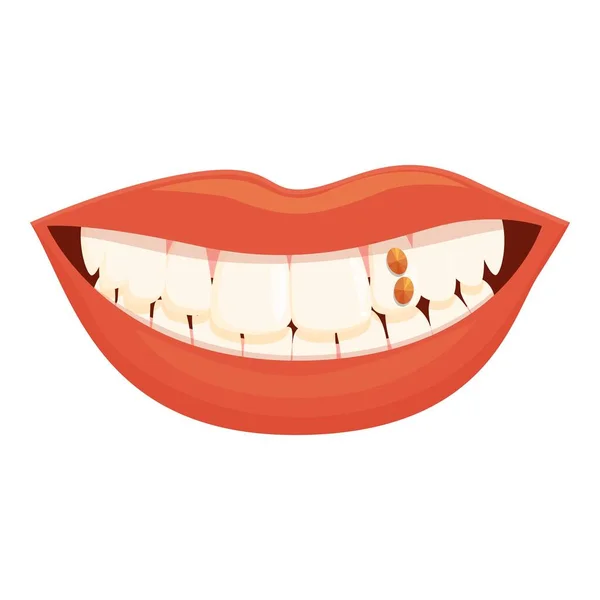 Ruby Tooth Gem Icon Cartoon Vector Dental Care Clean Smile — Stock Vector