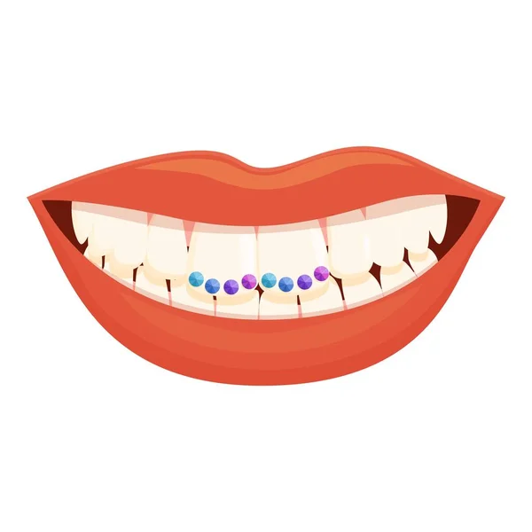 Odontoiatria Icona Vettore Cartone Animato Cura Dei Denti Bocca Femminile — Vettoriale Stock