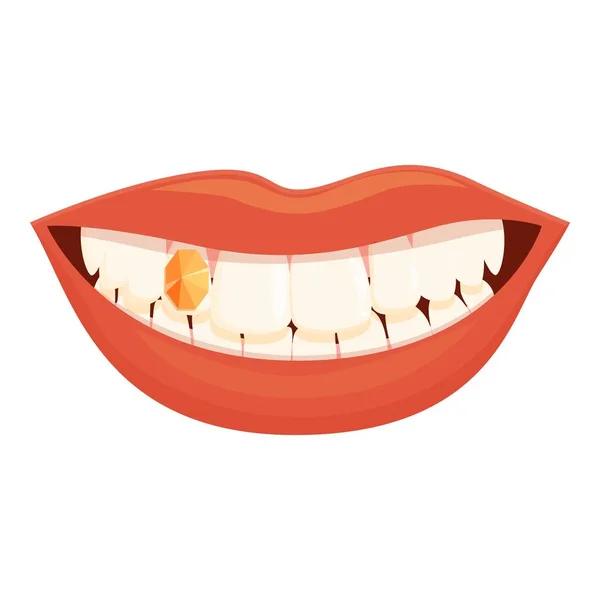 Vetor Desenho Animado Ícone Pedra Preciosa Oral Cuidado Com Dentes — Vetor de Stock