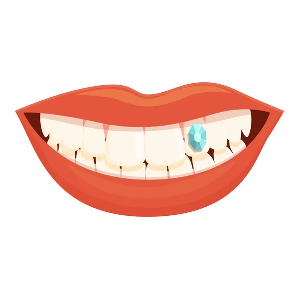 Orální Ikona Drahokam Karikatura Vektor Zubařská Péče Krystalický Implantát — Stockový vektor