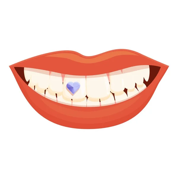 歯のルビーのアイコンの漫画のベクトル 健康に気をつけて 水晶インプラント — ストックベクタ