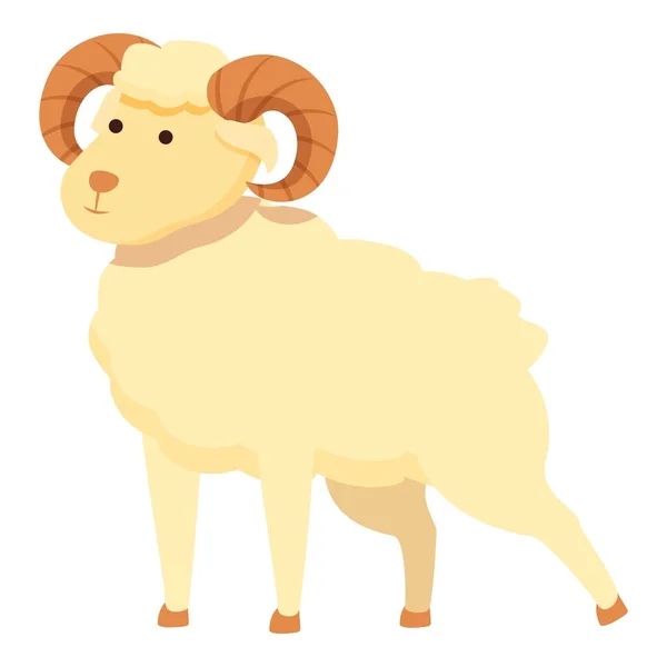 Mignon Vecteur Dessin Animé Icône Bélier Tête Mouton Mascotte Nature — Image vectorielle