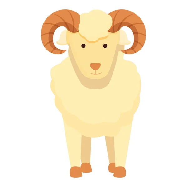 ラム子羊のアイコン漫画ベクトル 動物の頭だ 野生の紋章 — ストックベクタ