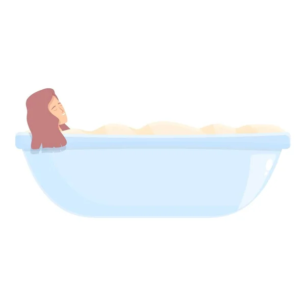 Woman Take Warm Bath Icon Cartoon Vector Water Bathtub Beauty — Stock Vector