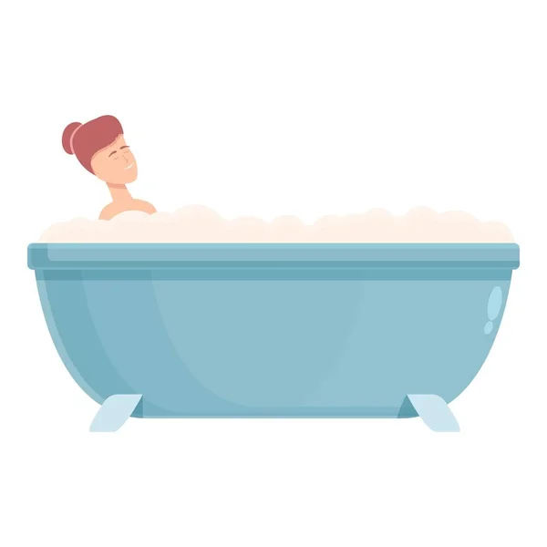 Relajarse Icono Baño Vector Dibujos Animados Ducha Agua Spa Feliz — Vector de stock